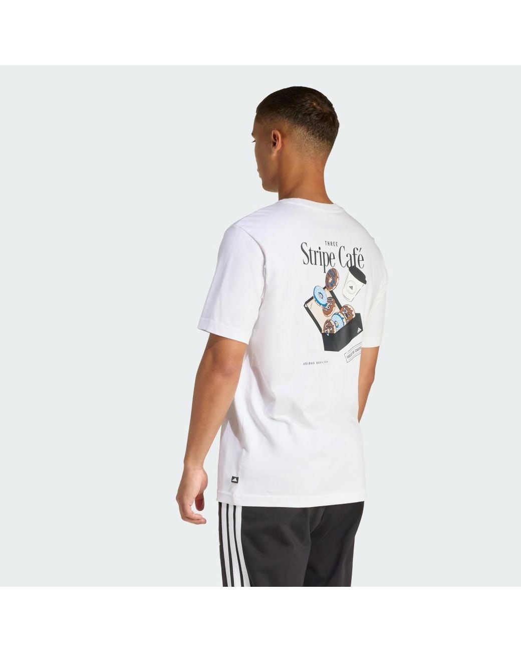 Adidas White Lifestyle Coffee Cafe Donut Box Graphic T-Shirt Kb2500 for men