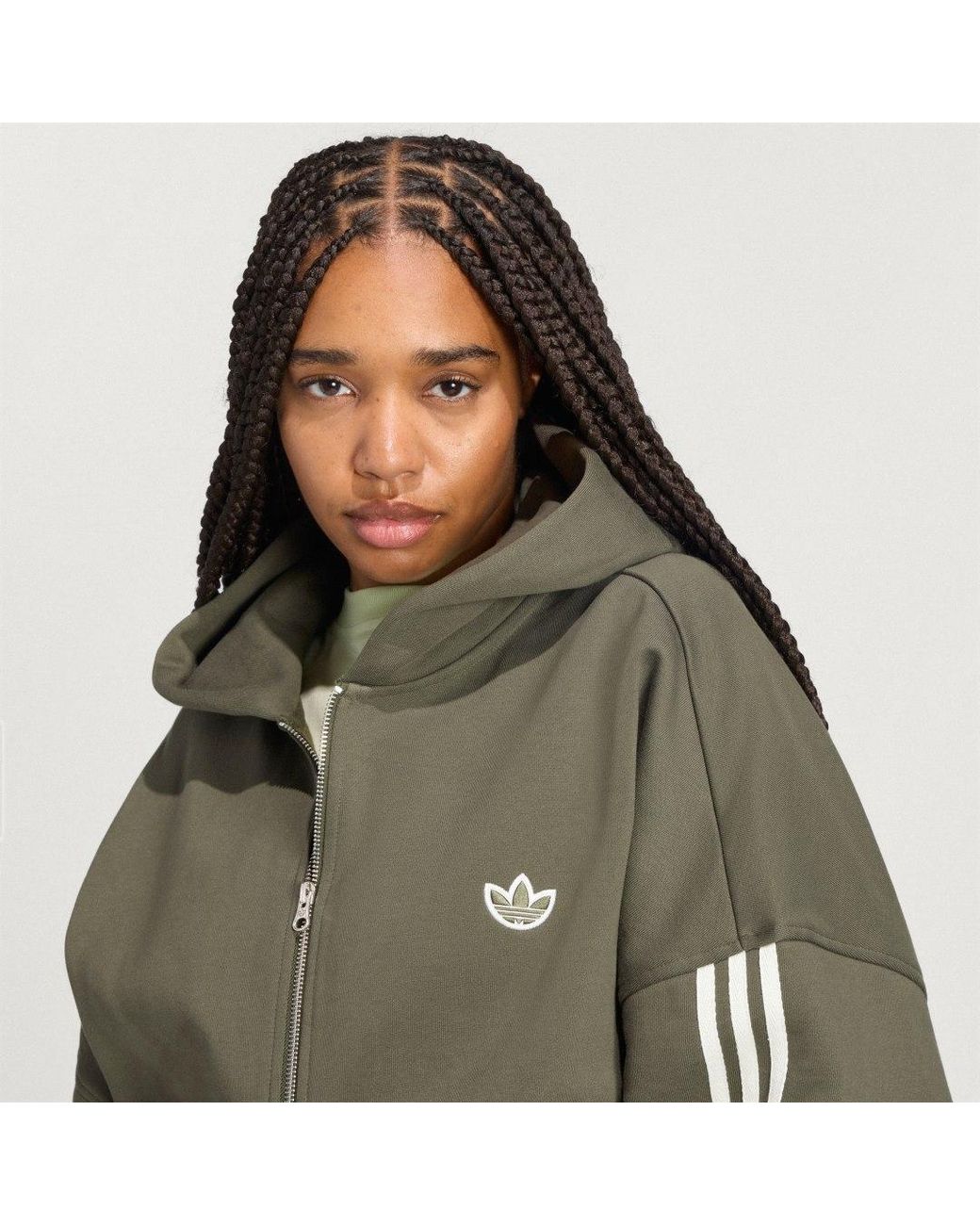 Adidas Green Adisignature 3 Stripes Full Zip Hoodie