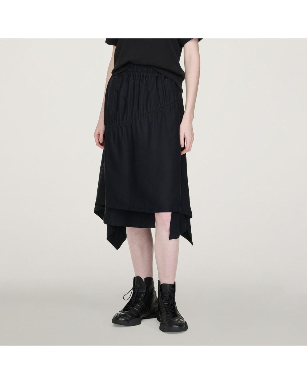 Adidas Black Y-3 Rayon Twill Skirt