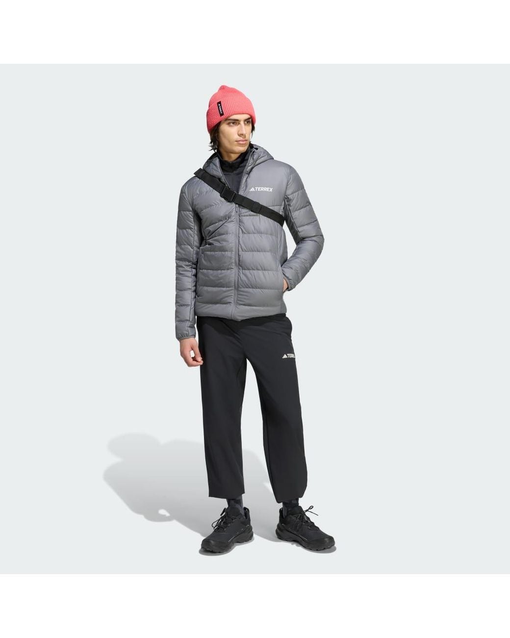 Adidas Gray Terrex Multi Light Down Climawarm Hooded Jacket for men