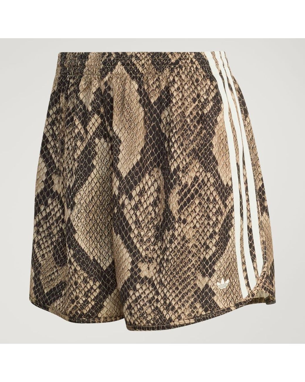 Adidas Brown Snake Print Satin Shorts