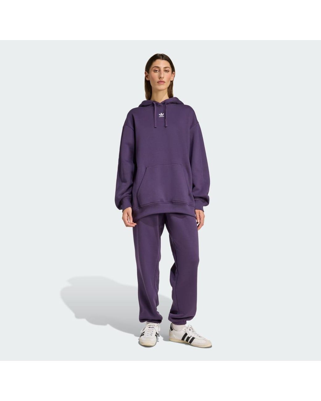 Adidas Purple Essentials Oversized Fleece Hoodie