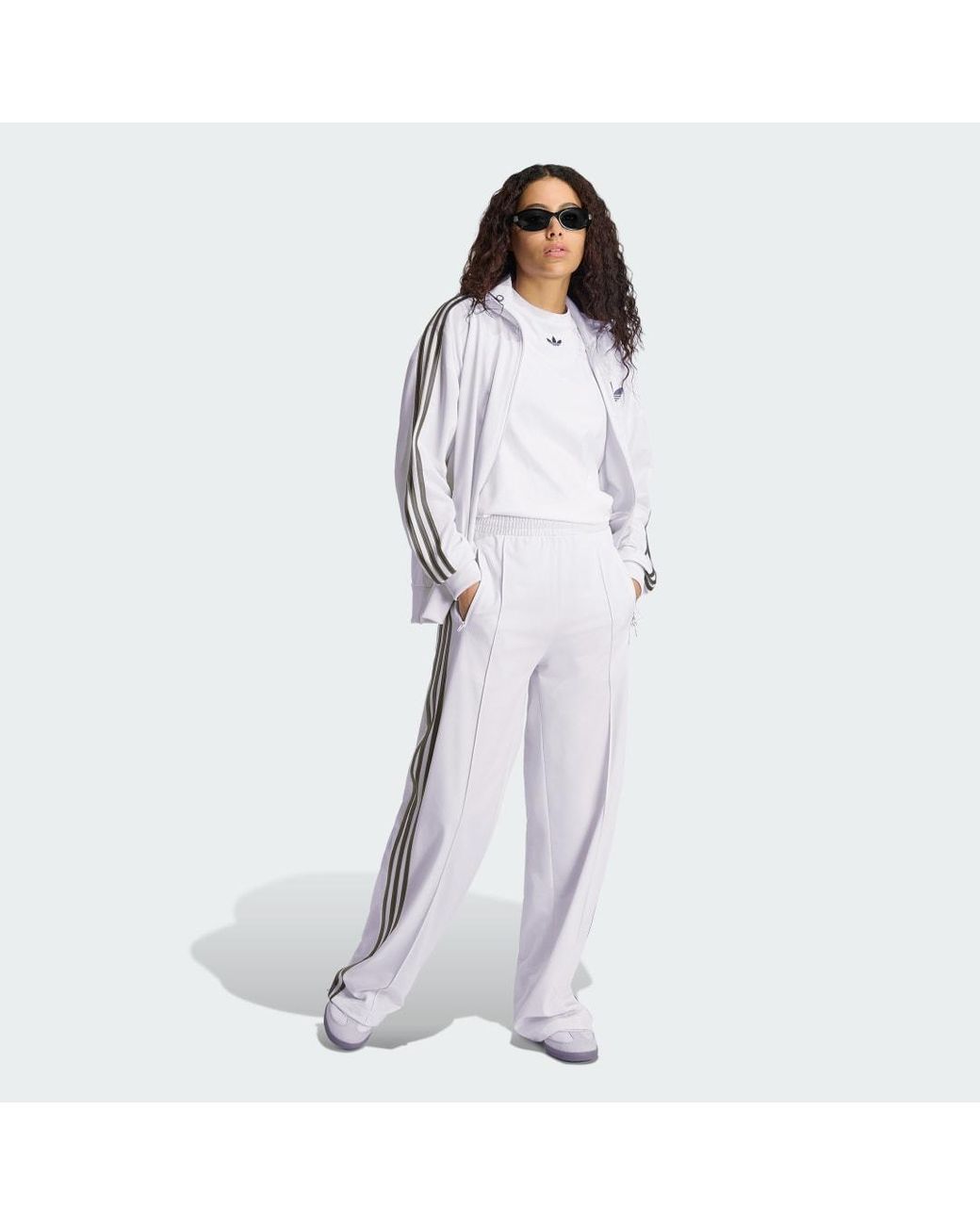 Adidas White Firebird Loose Track Tracksuit Bottoms