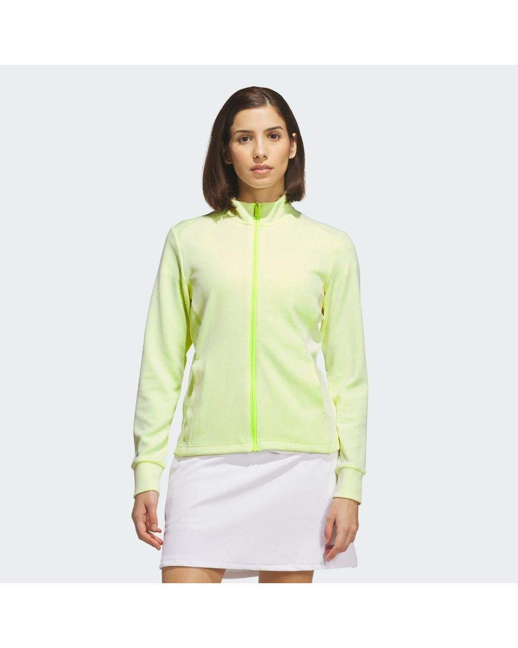 Adidas Yellow Performance Textured Full-Zip Jacket