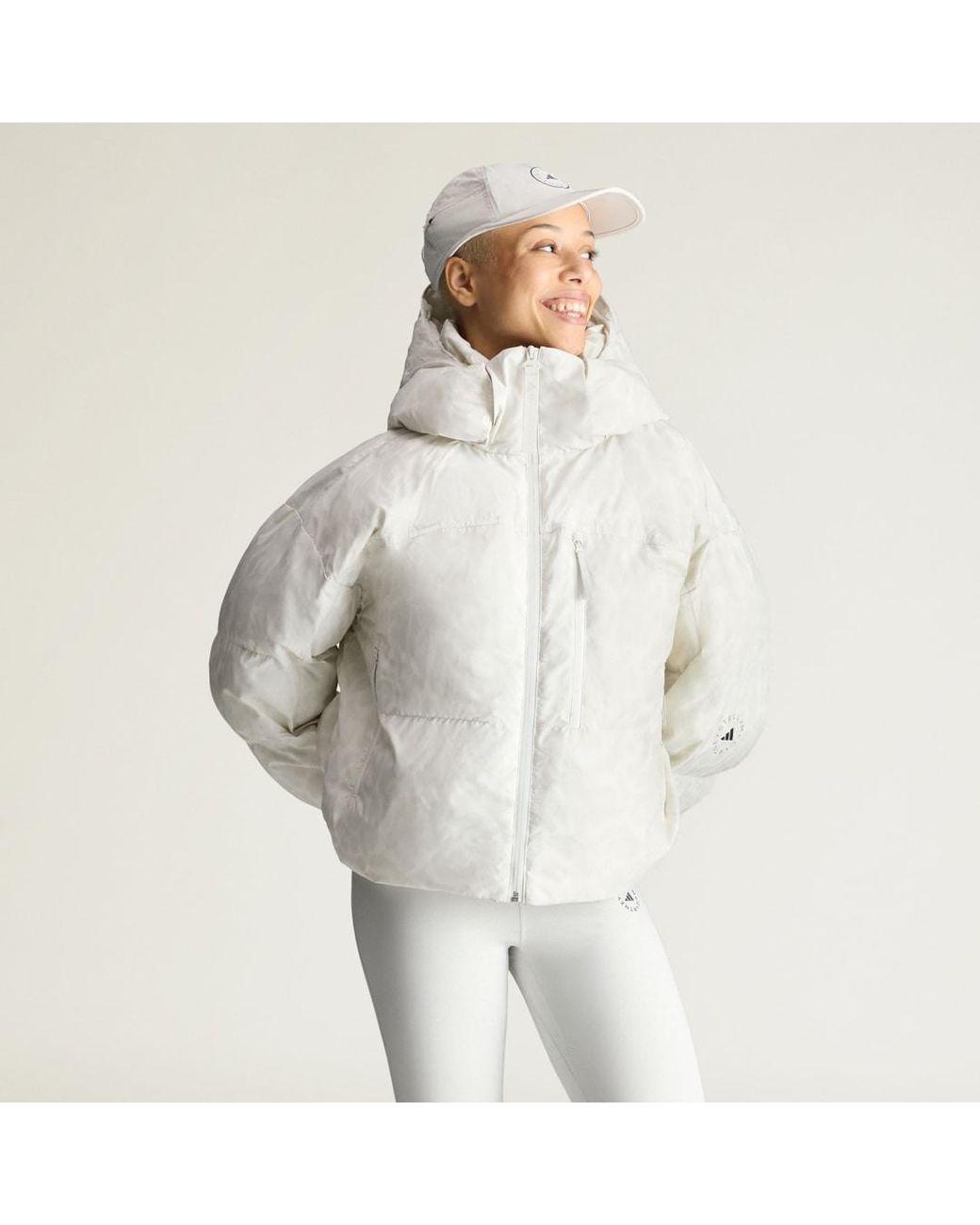 Adidas Gray By Stella Mccartney Short Padded Winter Jacket Printed