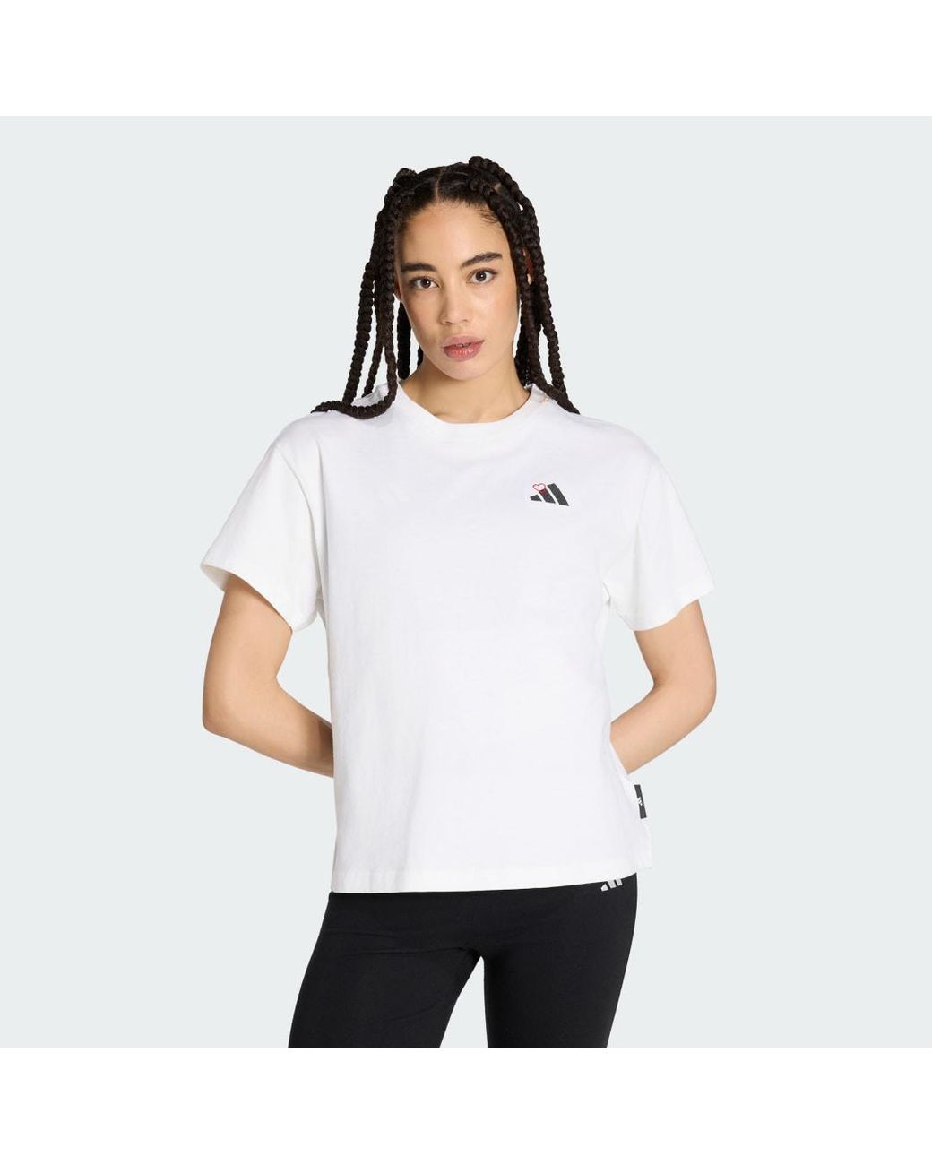 Adidas White Embroidery Pack Loose Graphic T-Shirt