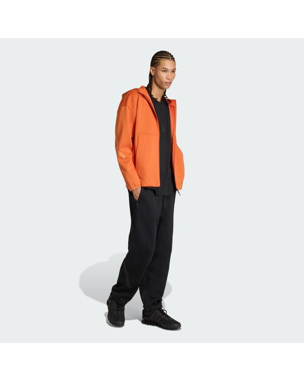 Adidas Orange Z.N.E. Full-Zip Hooded Track Jacket for men