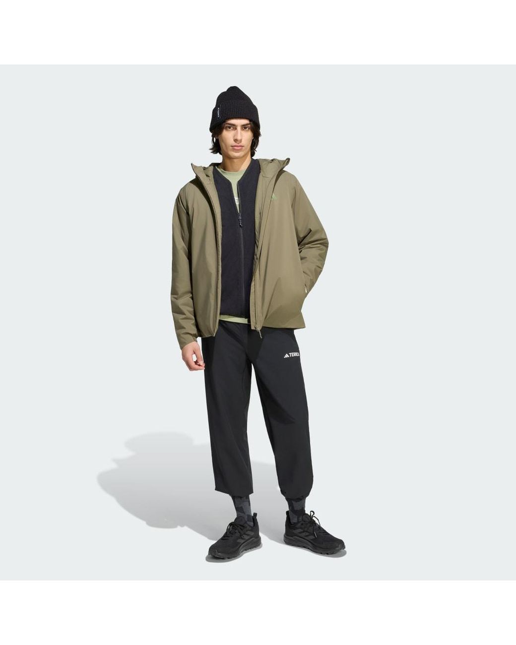 Adidas Green Terrex Multi Essentials Climaproof Insulated Hooded Jacket for men