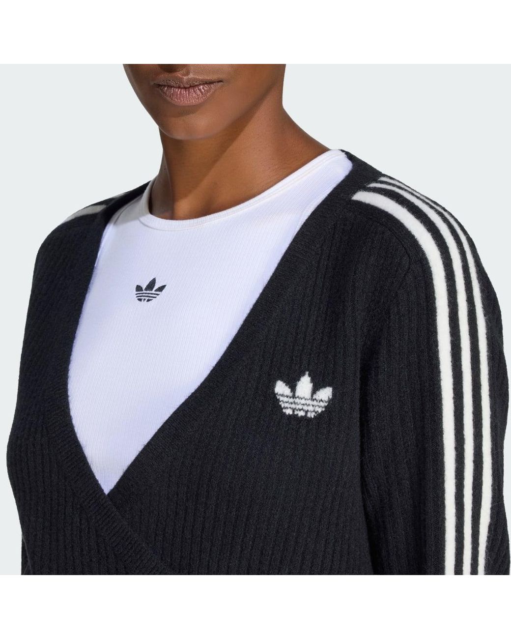Adidas Black Originals By Jennie Knitted Wrap Around Cardigan