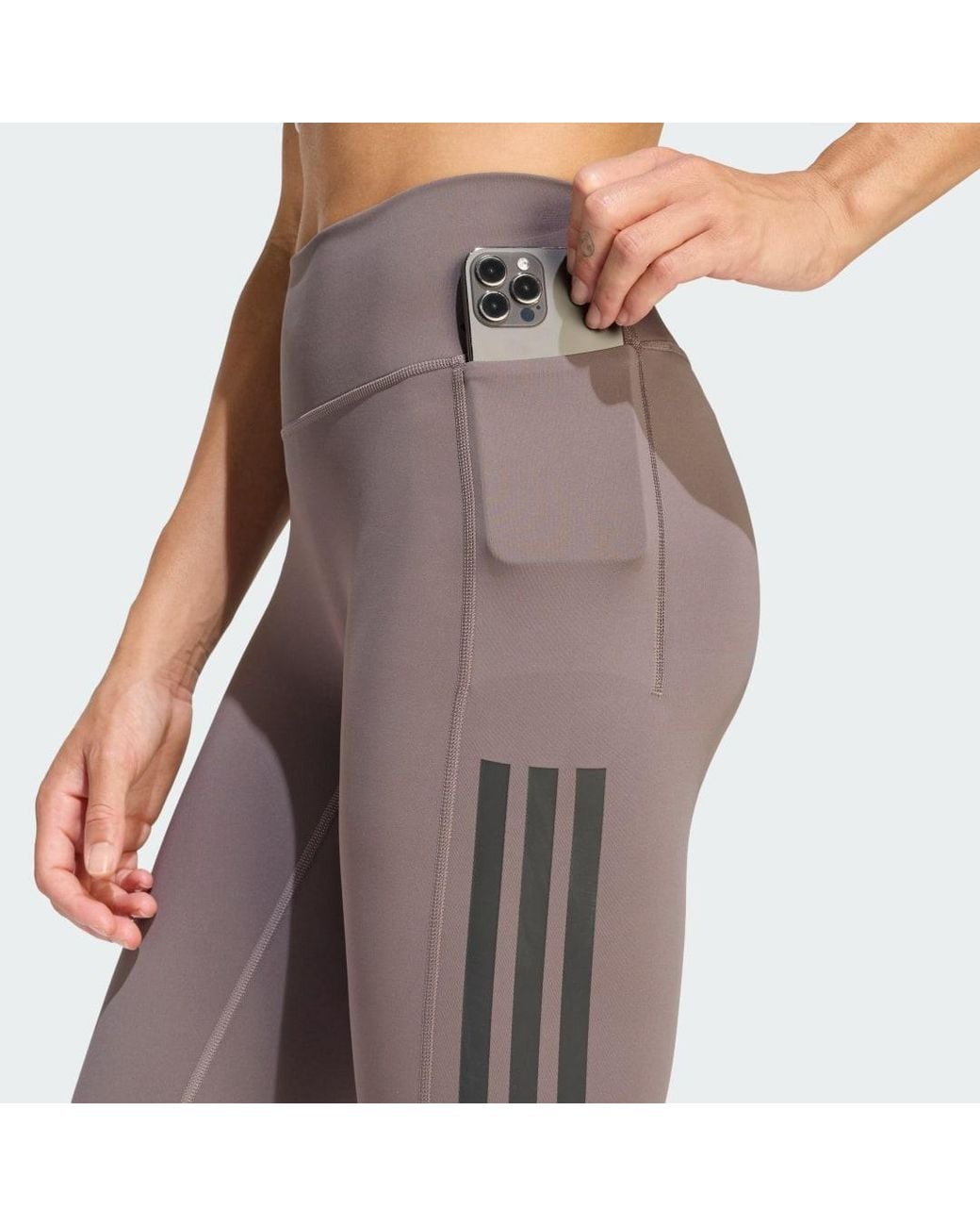 Adidas Pink Optime Workout 3-Stripes 7/8 Leggings