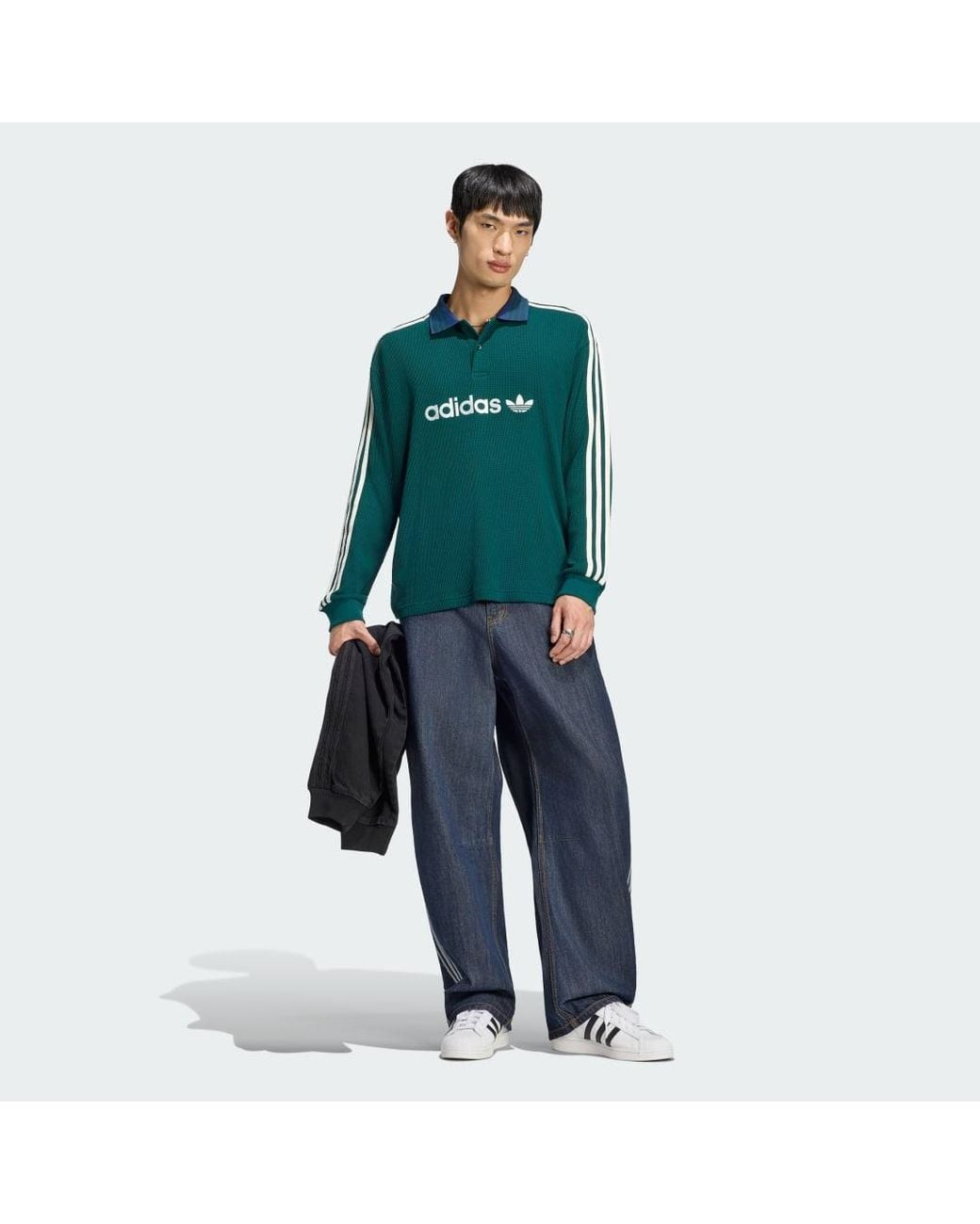 Adidas Blue Winter Club Barrel Leg Denim Jeans for men