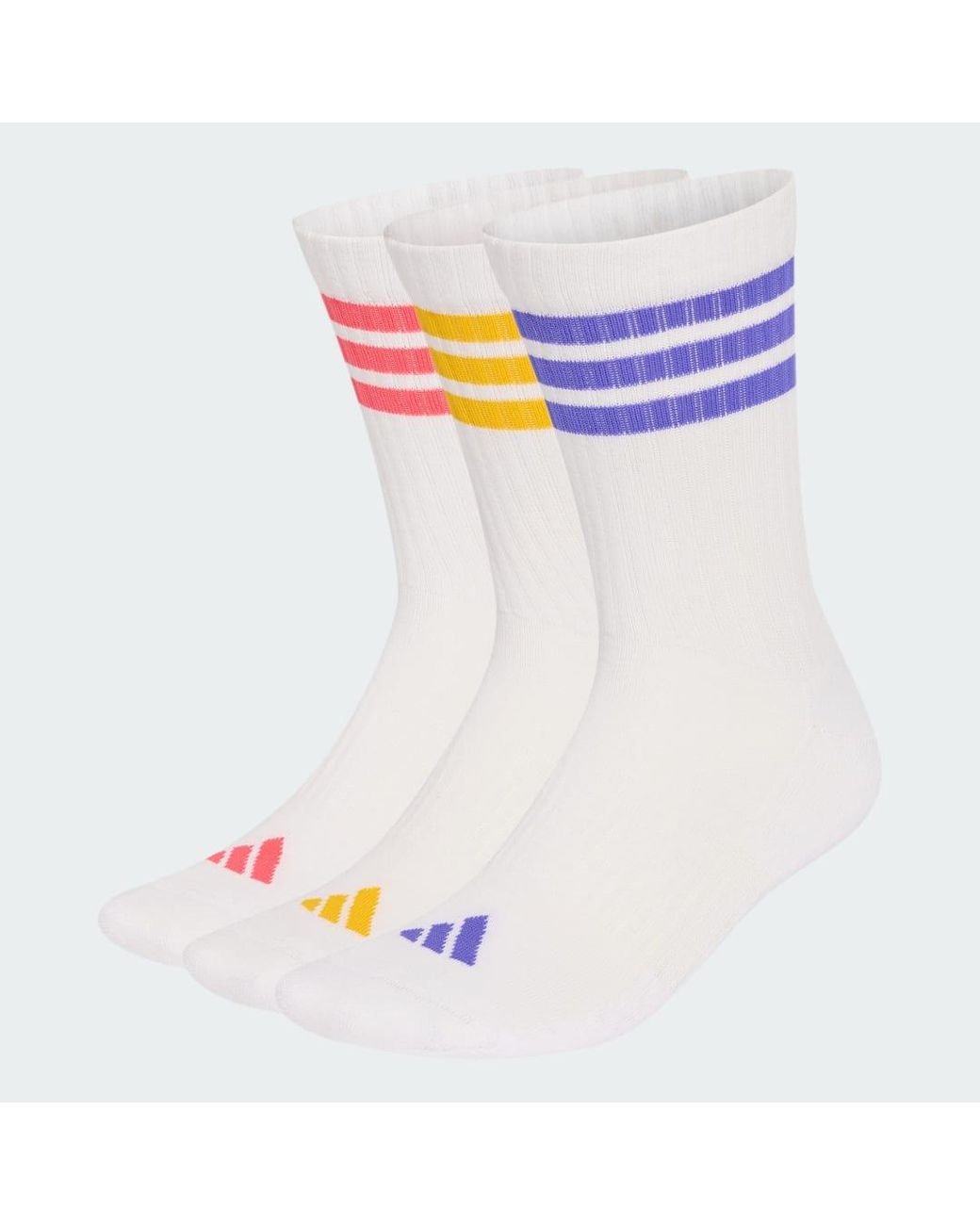 Adidas Blue 3-Stripes Cushioned Crew Socks 3 Pair Pack