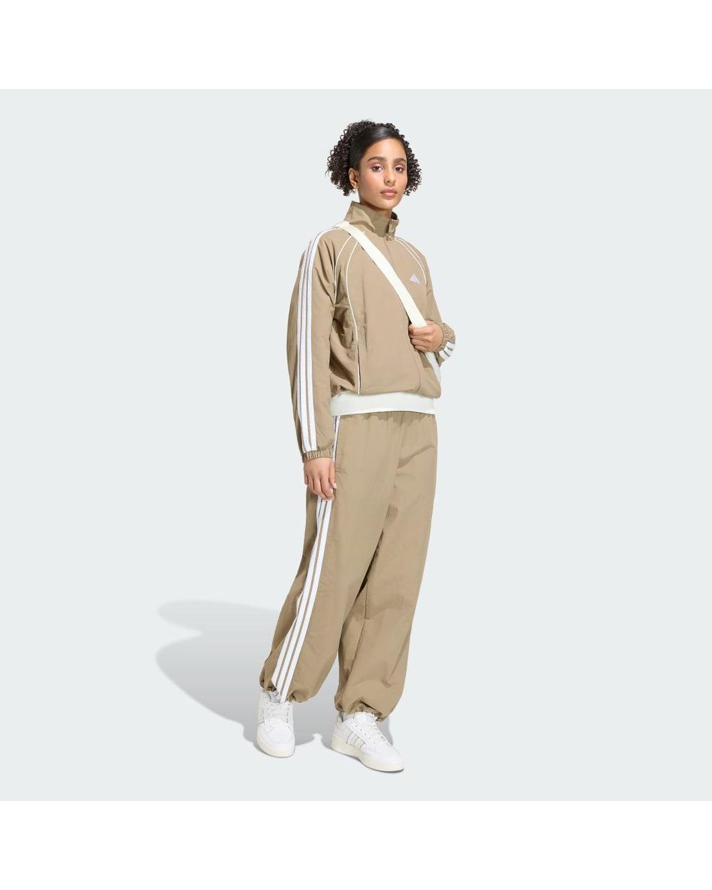 Adidas Natural Iconic Woven Tracktop With 3-Stripes