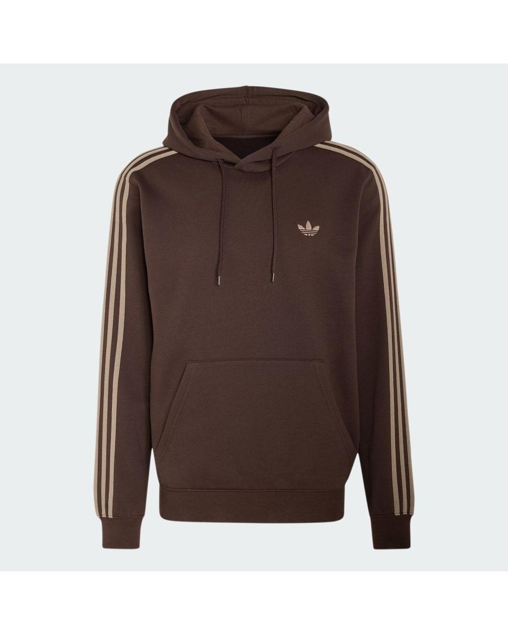 Adidas Brown 3-Stripes Hoodie for men