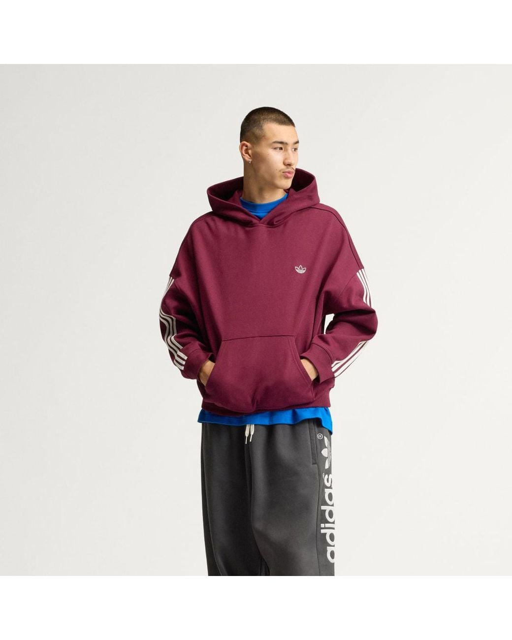 Adidas Red Adisignature 3 Stripes Hoodie