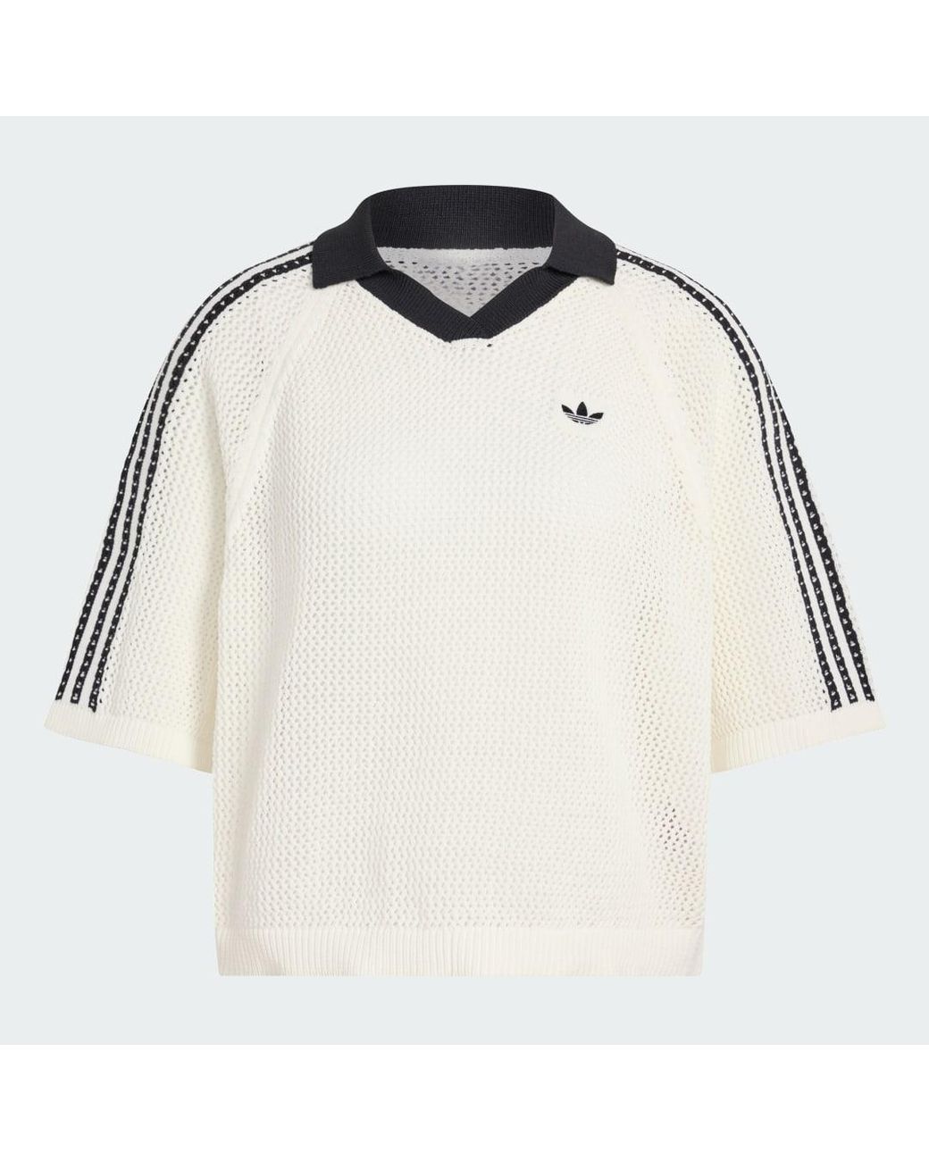 Adidas White T-Shirt Adidas Knitted Crochet Polo