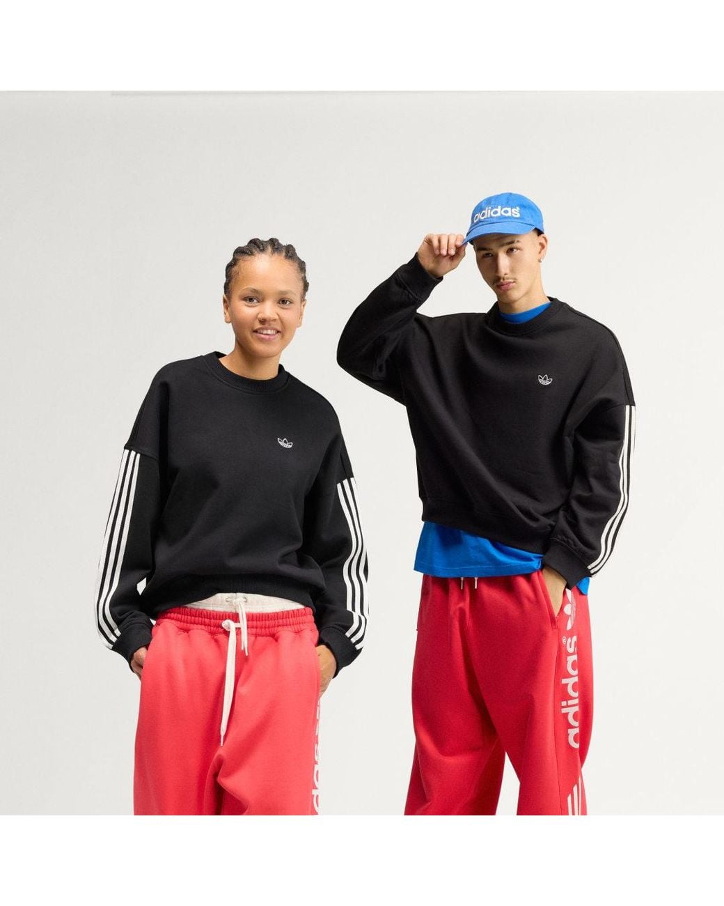 Adidas Red Adisignature 3 Stripes Crewneck Sweatshirt