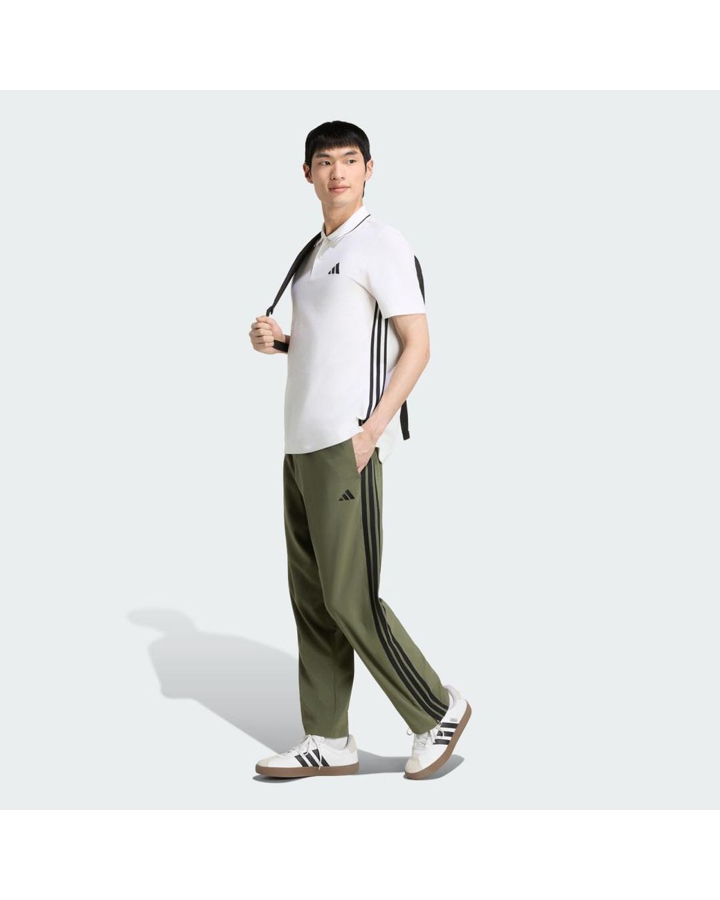 Adidas White Essentials 3-Stripes Pique Polo Shirt for men