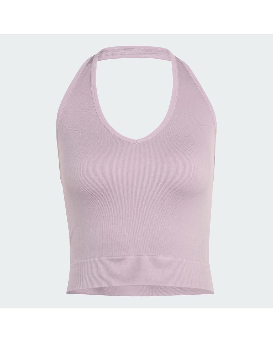 Adidas Purple Workout Essentials Knit Halterneck T-Shirt