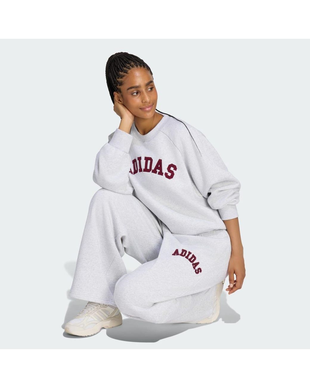 Adidas White 3-Stripes Joggers