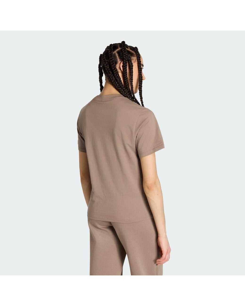 Adidas Brown Essentials 3-Stripes Cotton T-Shirt