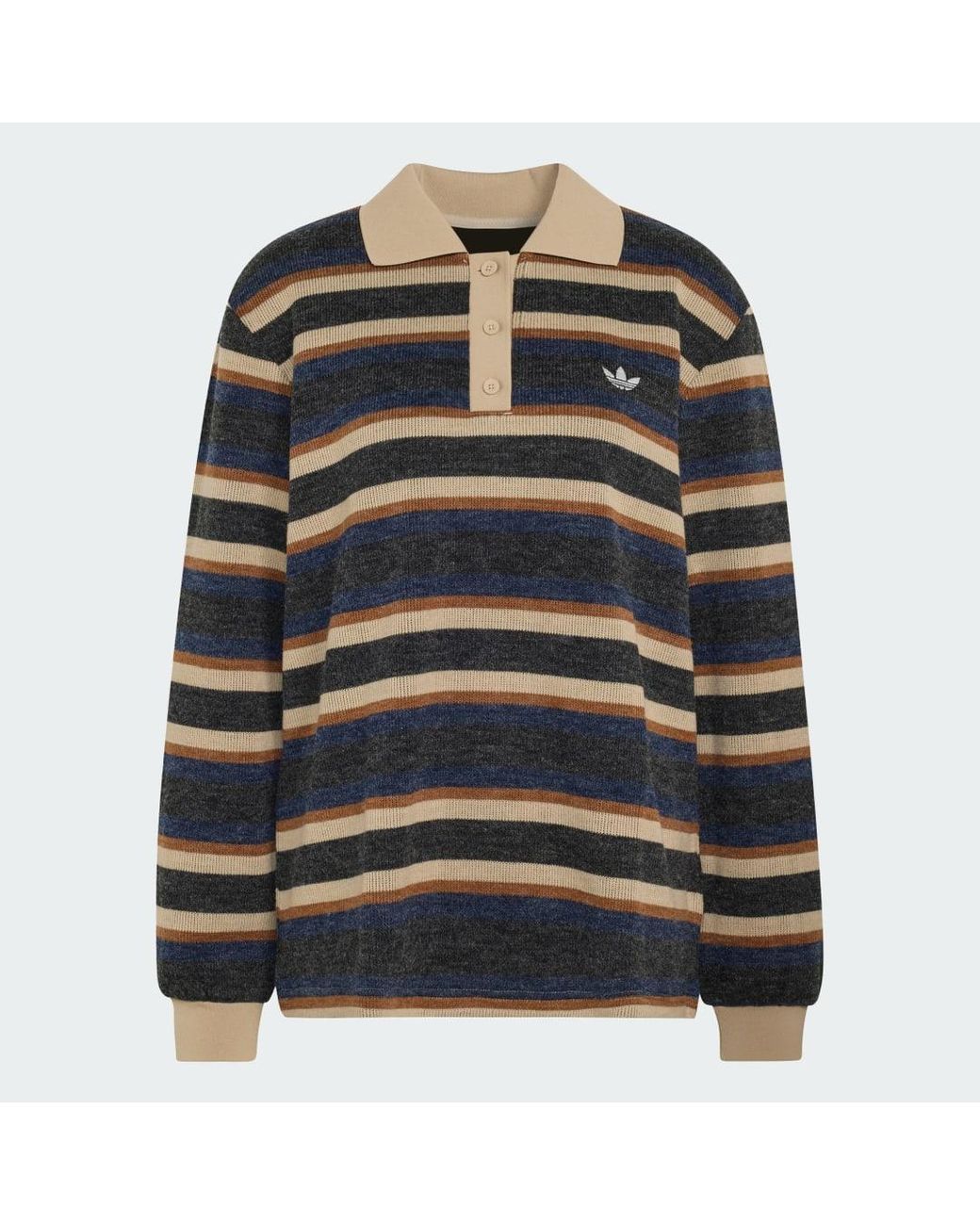 Adidas Black Stripe Knitted Polo Top