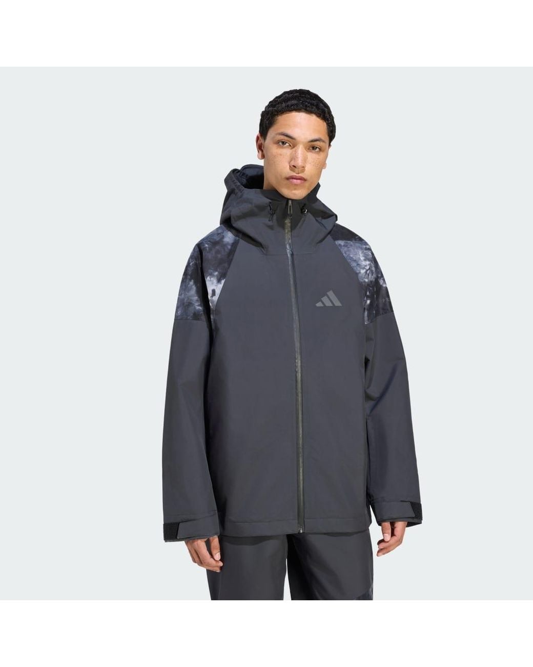 Adidas Blue Terrex Xperior Hybrid Primeknit Spray Dye Climaproof+ Jacket for men