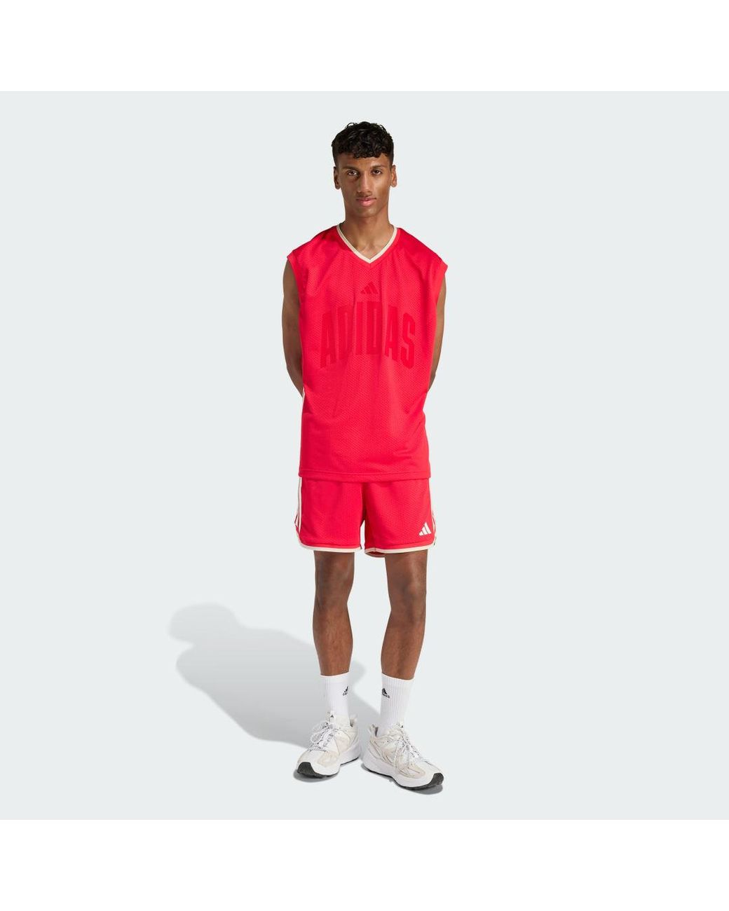 Adidas Red Stadium Mesh Shorts for men