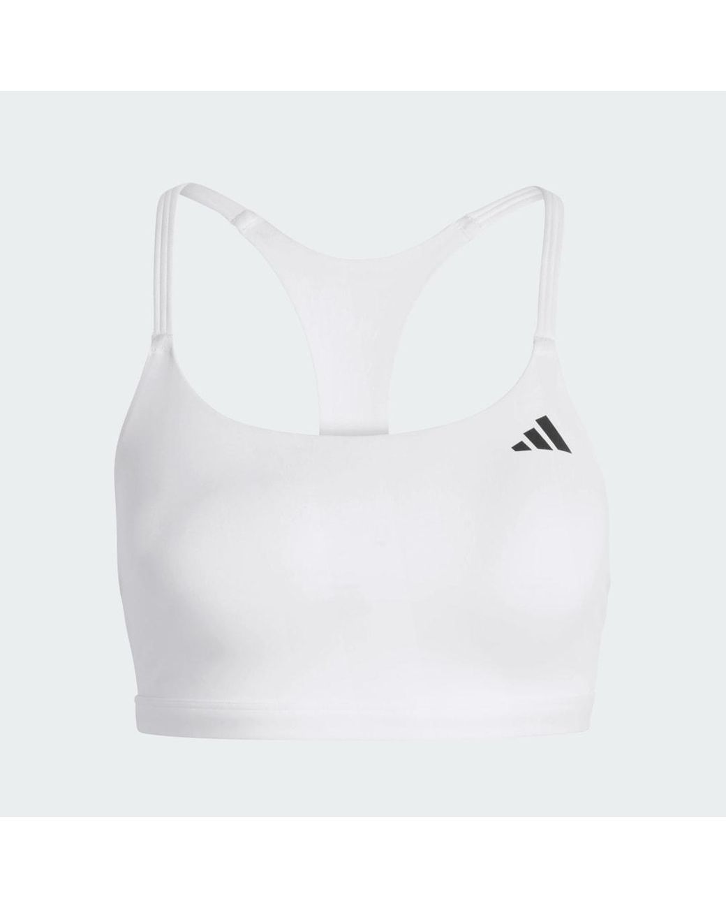 Adidas White Optime Essentials Workout Light Support Bra