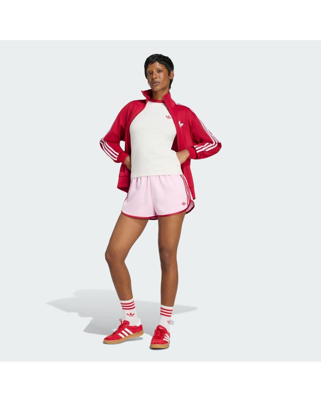 Adidas Red Satin 3S Sprinter Shorts