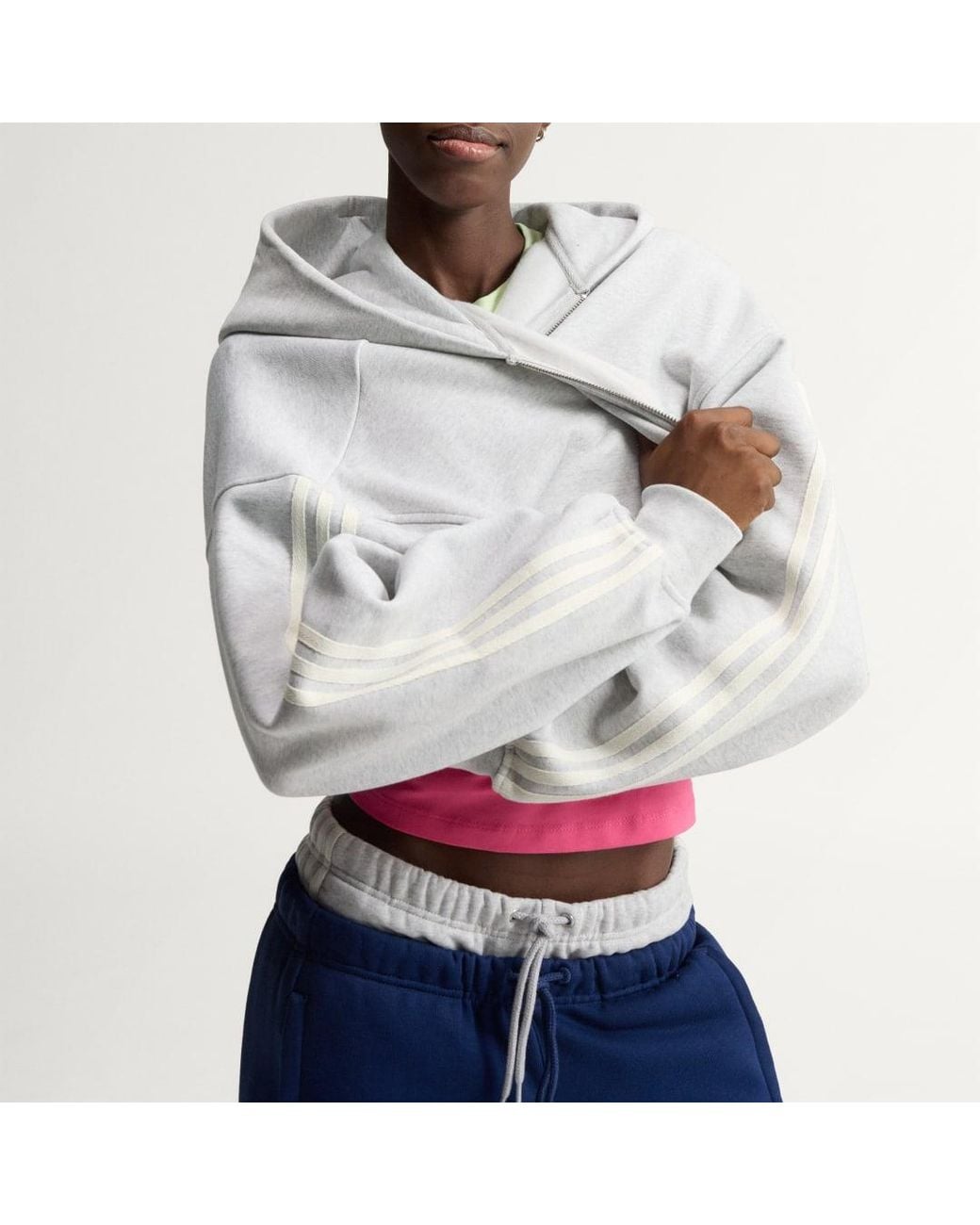 Adidas Blue Adisignature 3 Stripes Full Zip Hoodie