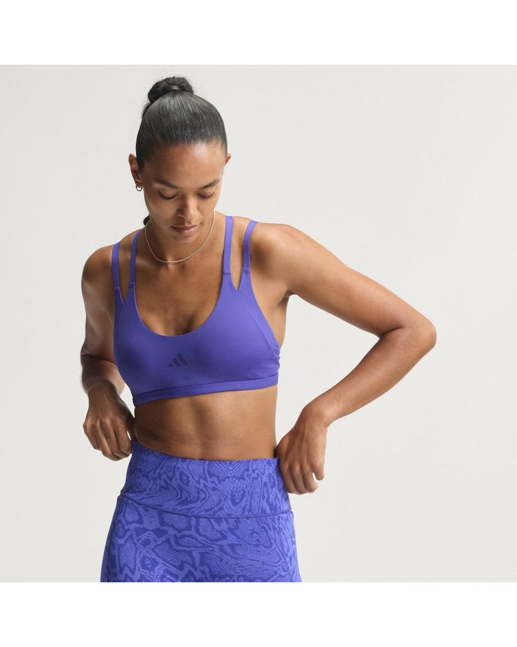 Adidas Blue Optime Workout Strappy Light Support Bra
