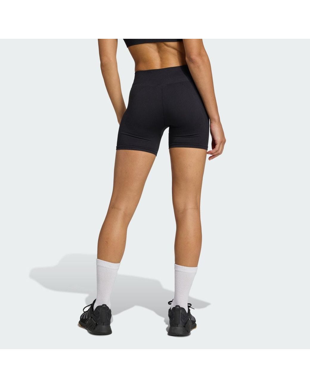Adidas Blue Workout Essentials 4 Inch Leggings Knit