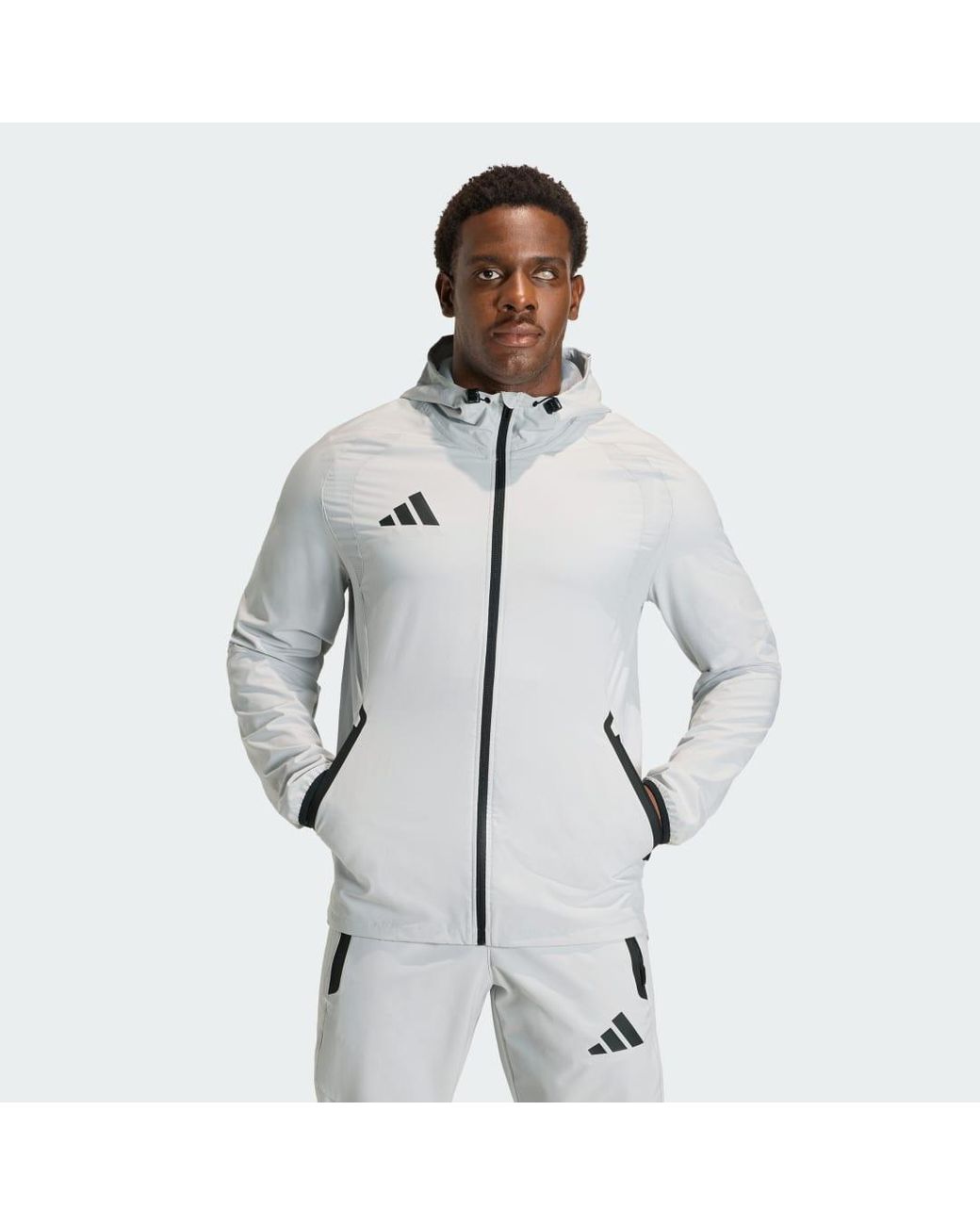 Adidas Gray Tiro Travel Windbreaker Jacket for men