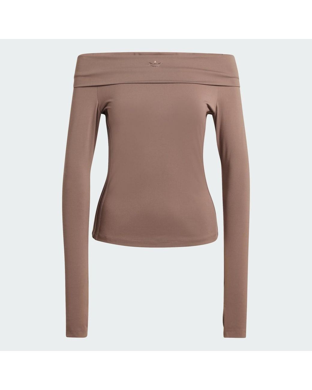 Adidas Brown Off-Shoulder Long Sleeve Long-Sleeve Top