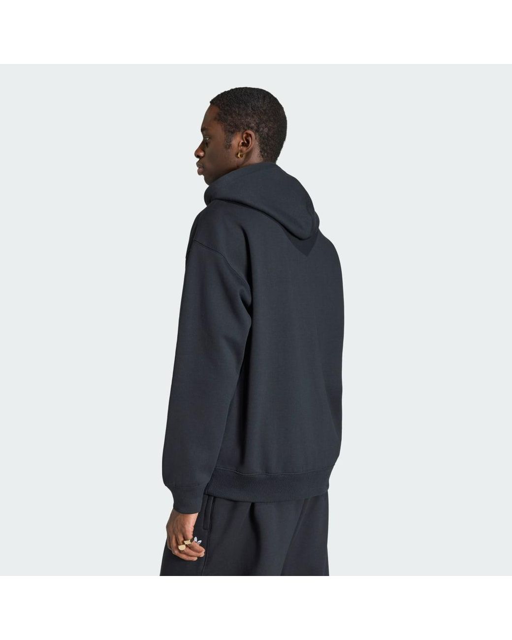Adidas Blue Sweatshirt Adidas Trefoil Essentials Loose Full Zip Hoodie for men