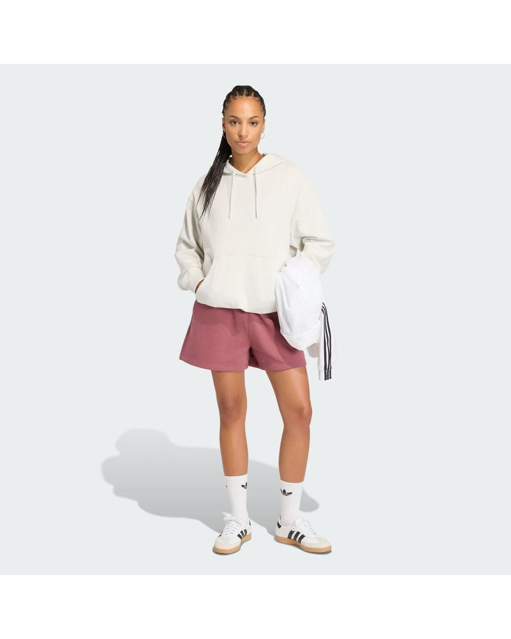 Adidas White Essentials Loose French Terry Hoodie