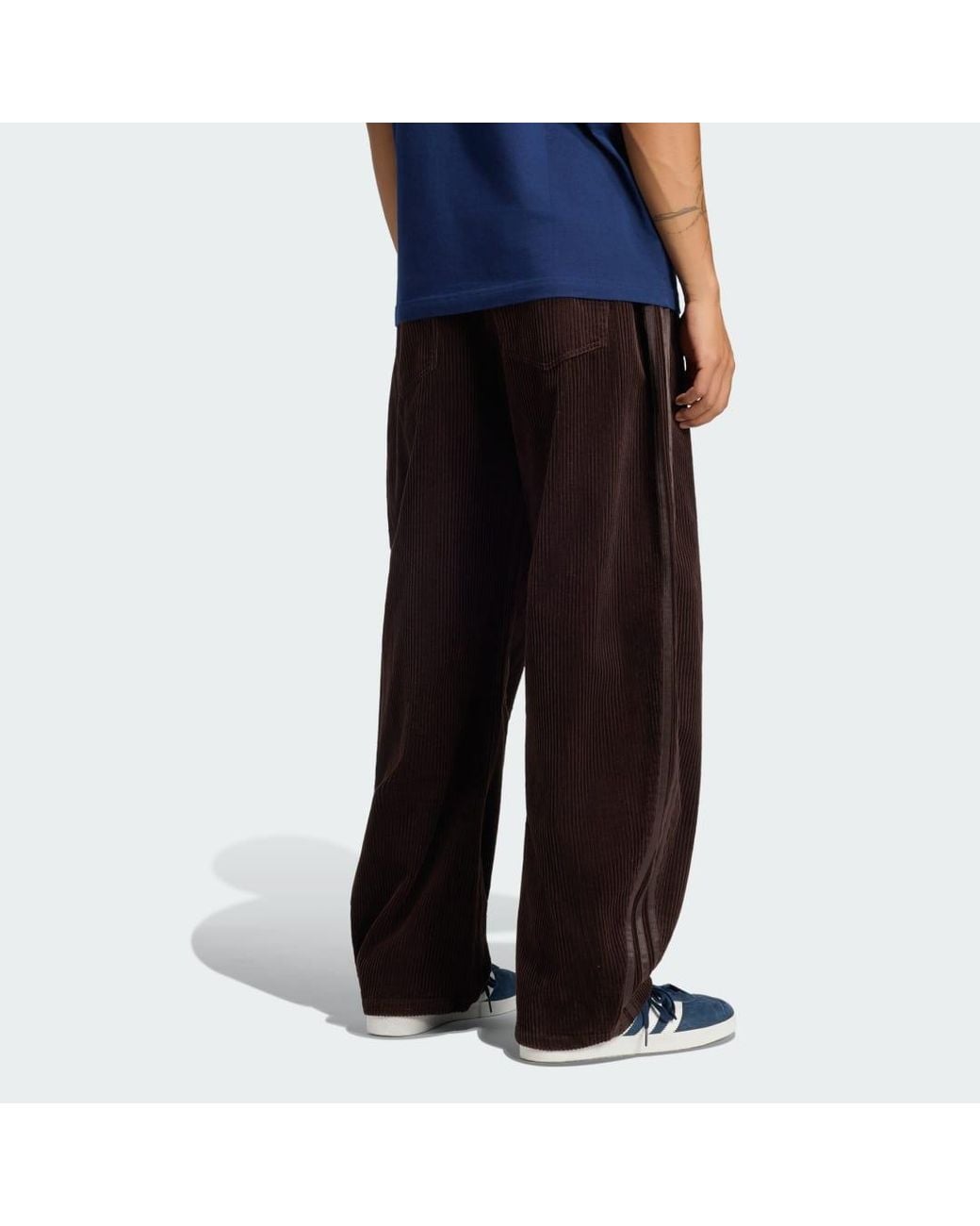 Adidas Black Winter Club Barrel Leg Corduroy Trousers for men