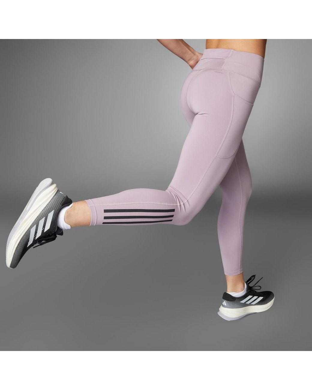 Adidas Gray Dailyrun 3-Stripes 7/8 Leggings