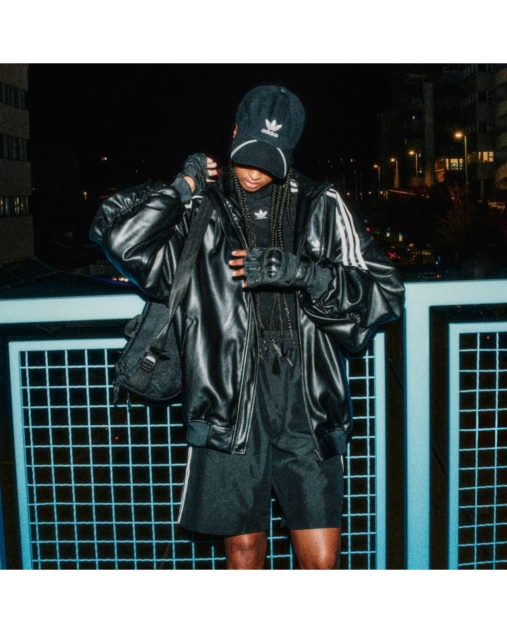 adidas Adilenium Oversized Faux Leather Jacket in Black | Lyst UK