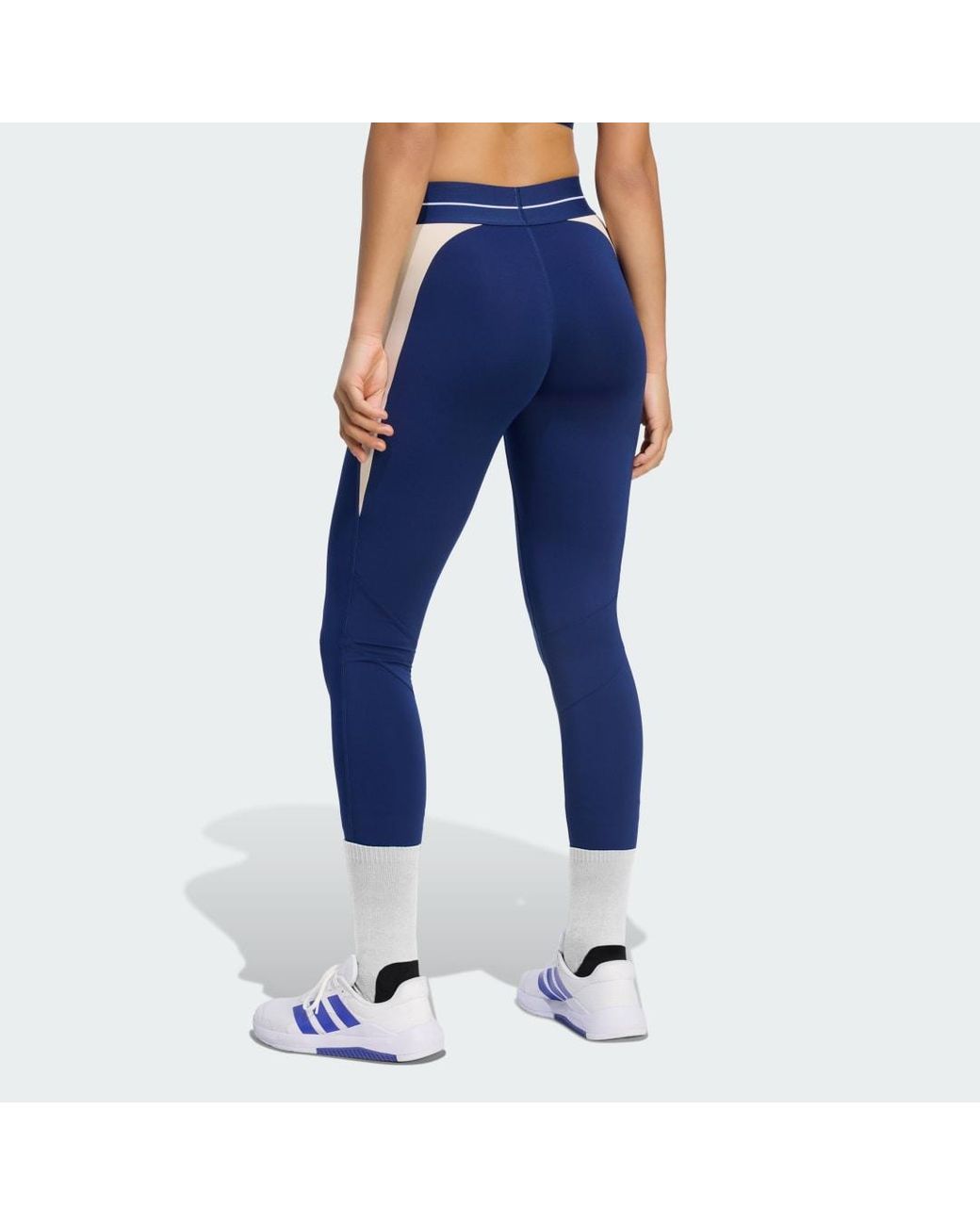 Adidas Blue Hyperglam Colour Block Full Length Leggings