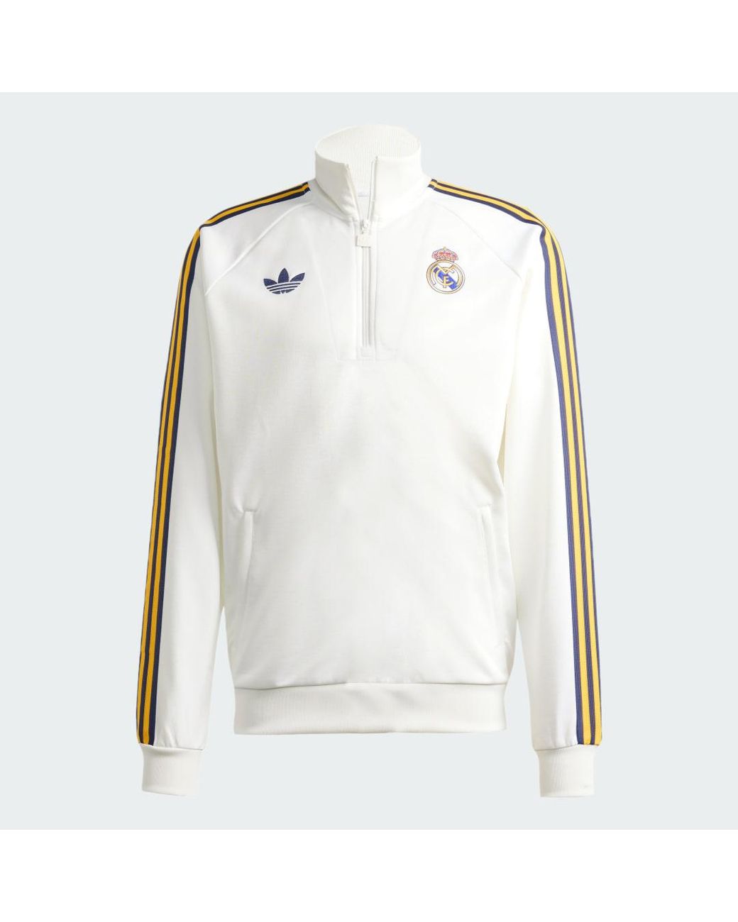 Adidas White Real Madrid Originals Half Zip Top for men