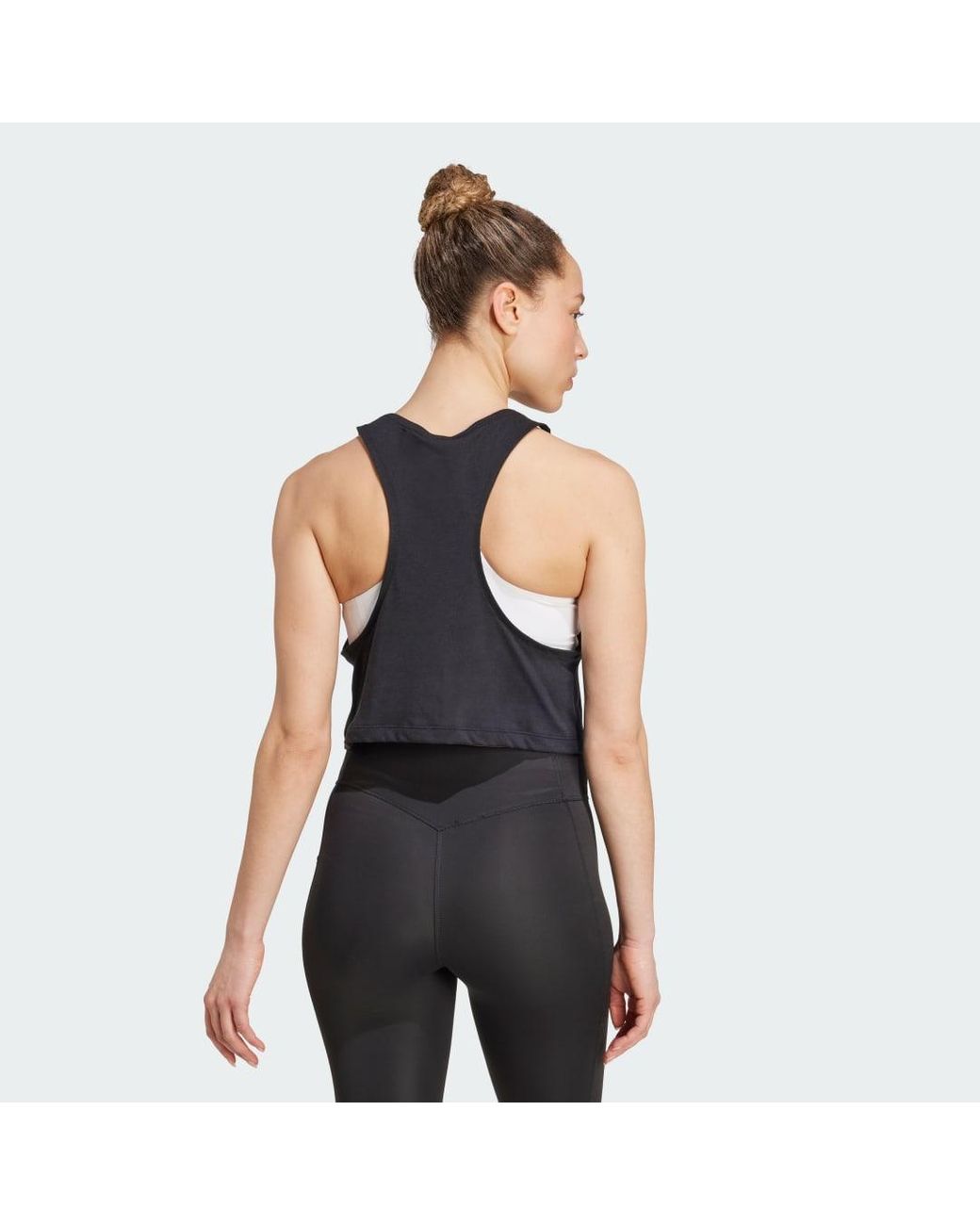 Adidas Gray Yoga Essentials Cropped Tank Top