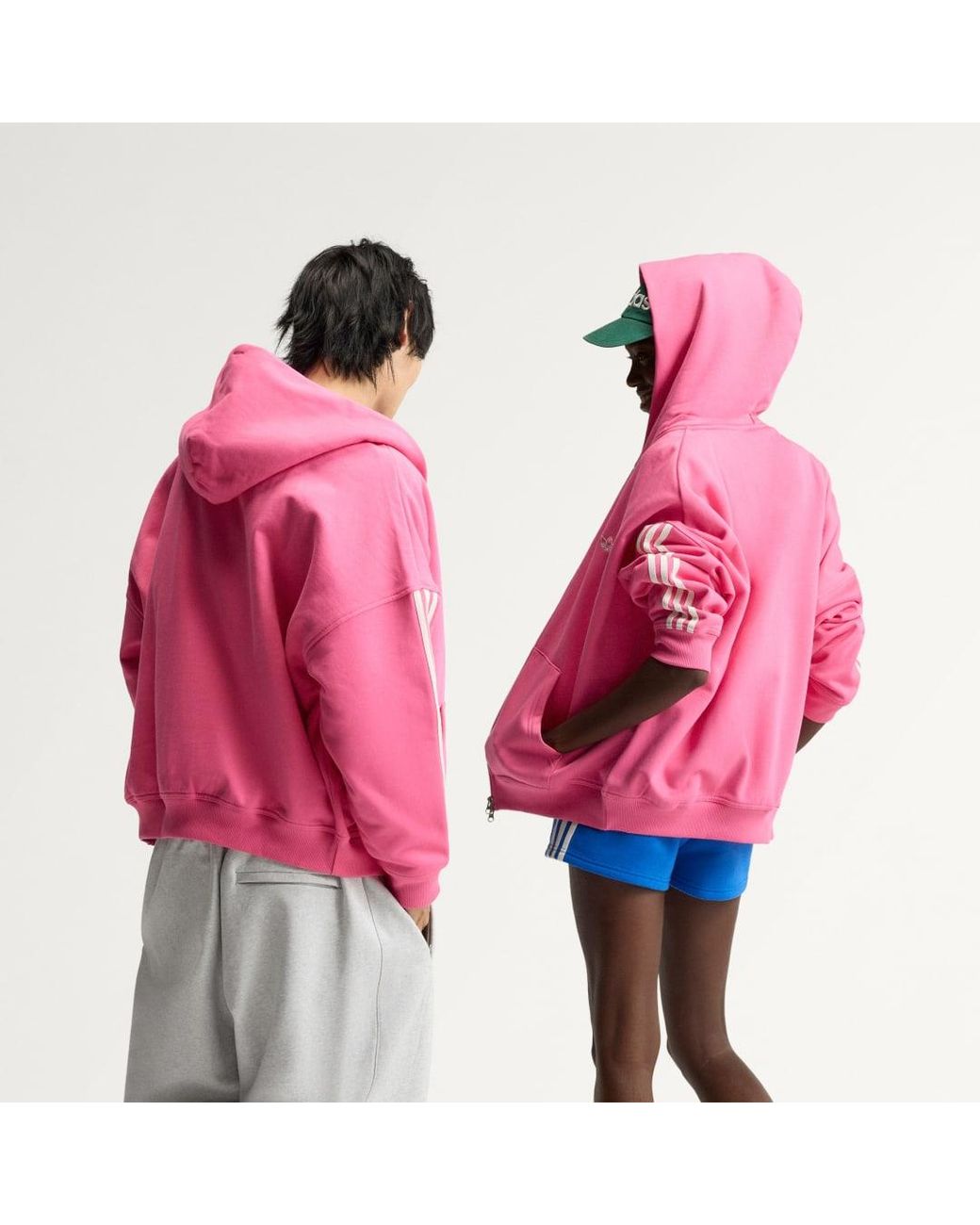 Adidas Pink Adisignature 3 Stripes Full Zip Hoodie