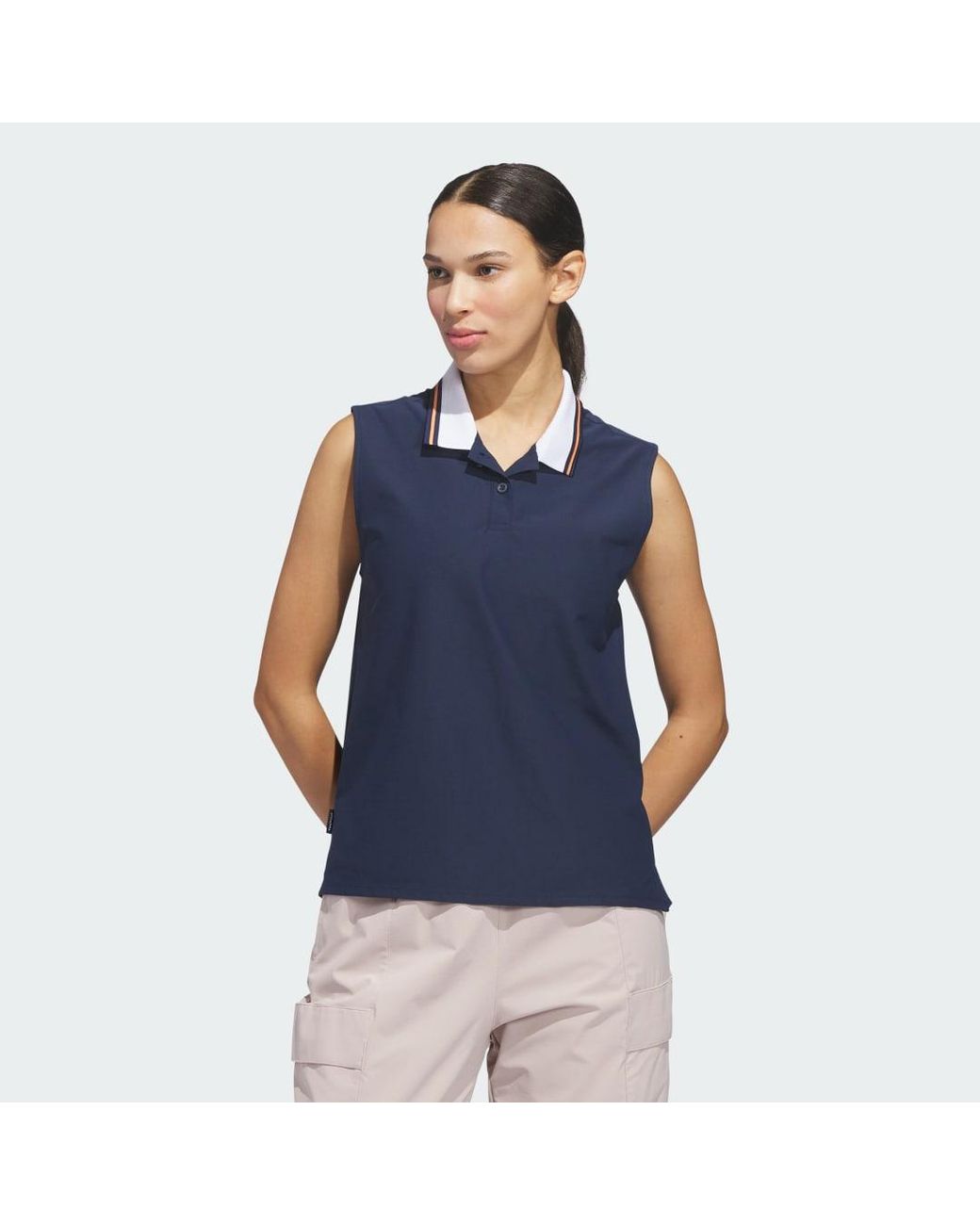 Adidas Blue Beyond The Course Twistknit Sleeveless Polo Shirt