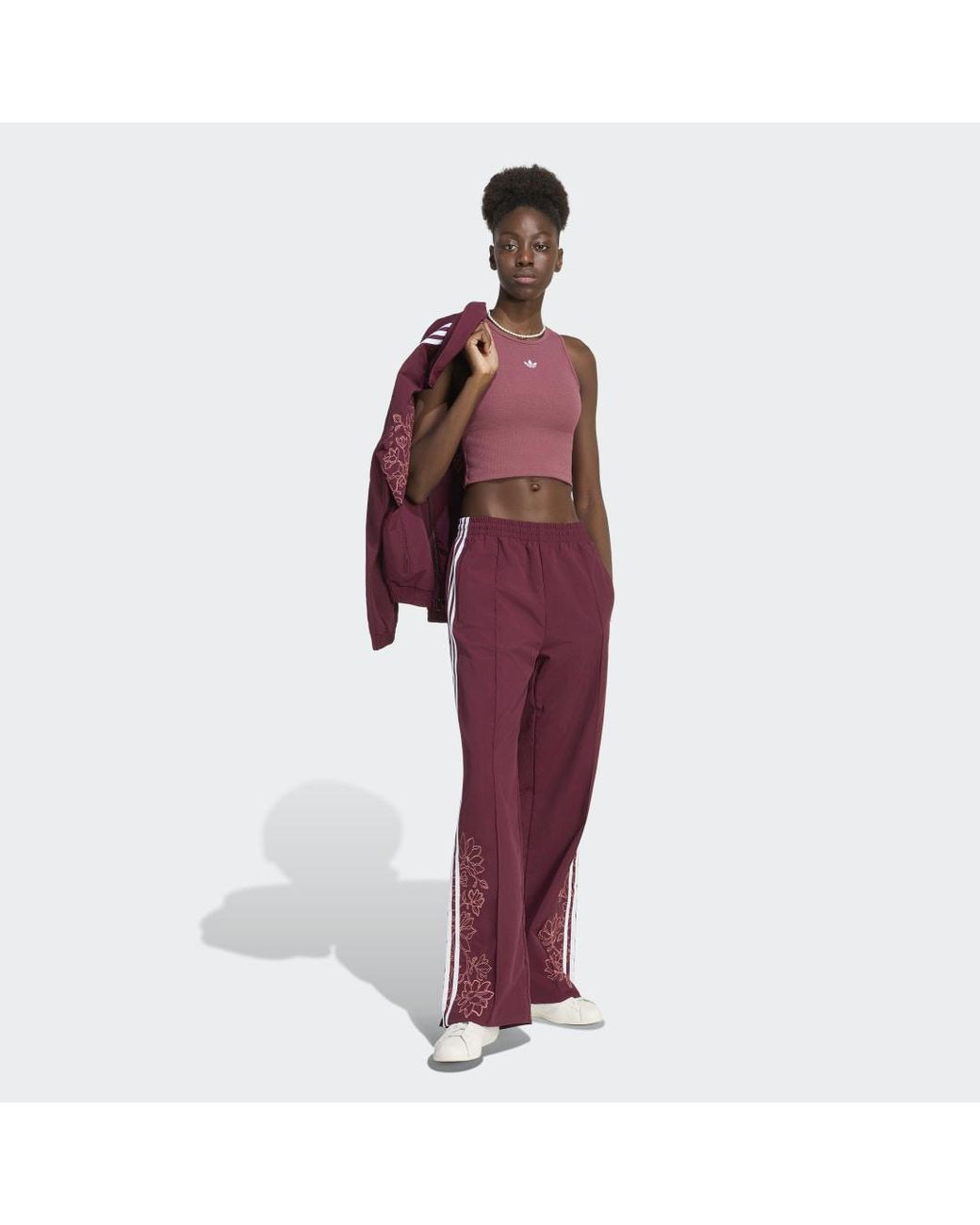 Adidas Purple Floral Gfx Firebird Loose Track Pant