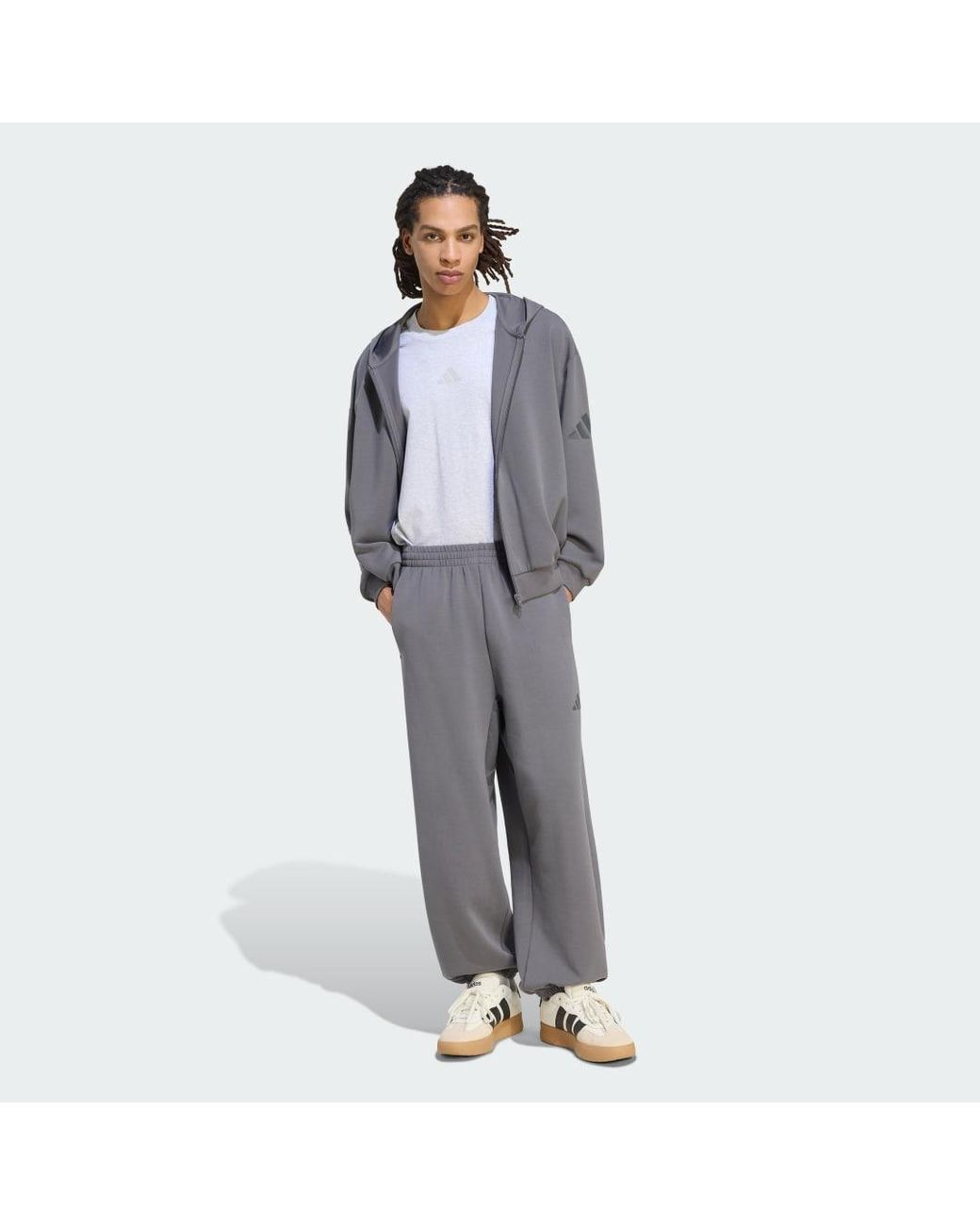 Adidas Gray Soft Lux Full-zip Hoodie for men