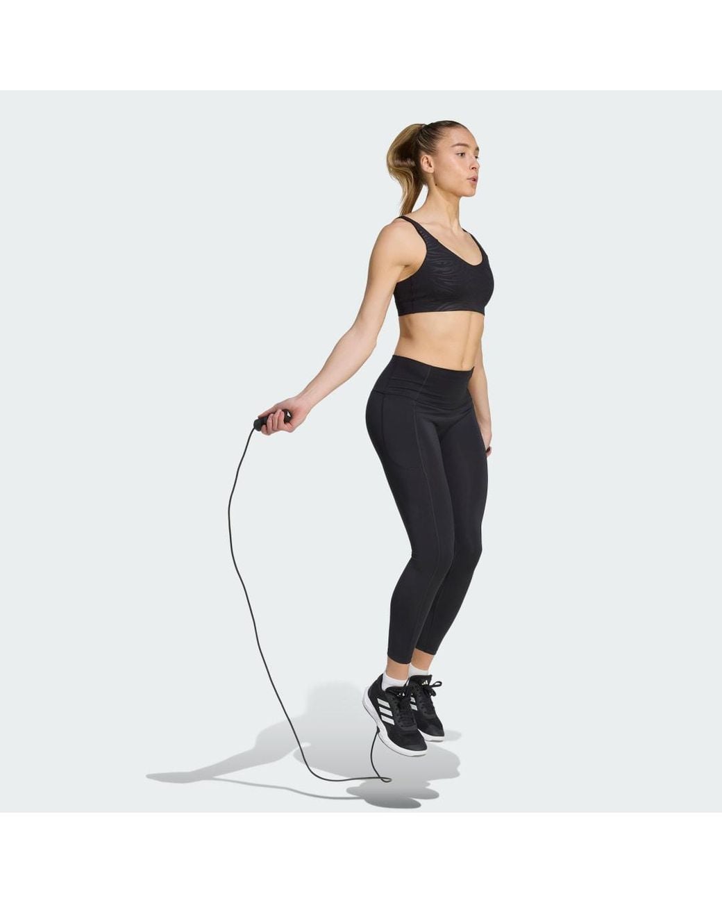 Adidas Black All Me Essentials Graphic Light Support Bra
