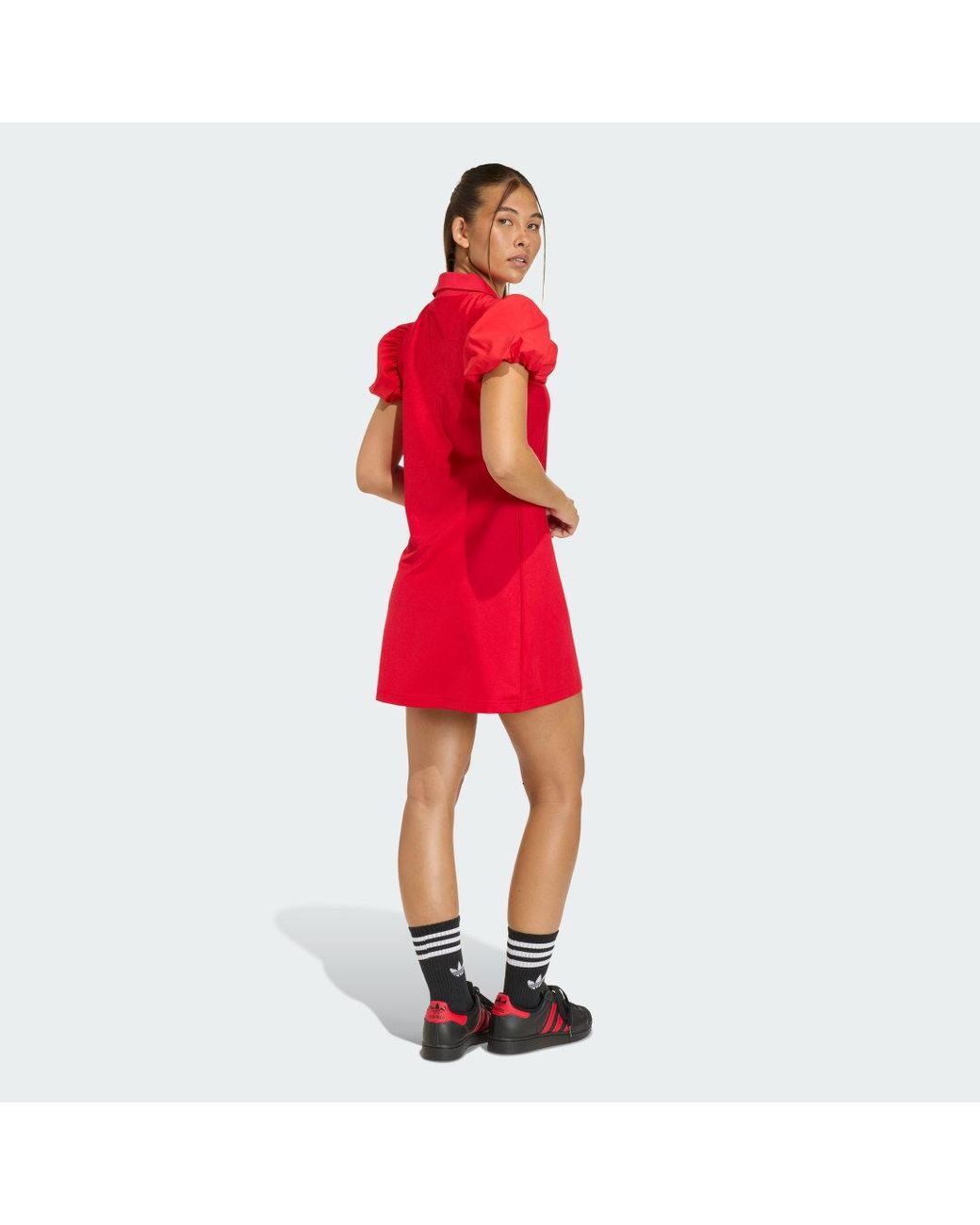 Adidas Red Dress With Balloon Sleeves