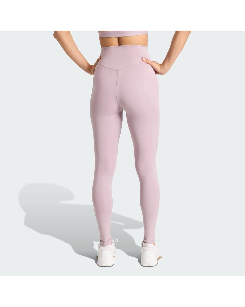 Adidas Pink Optimé Essentials Stash Pocket Full-Length Leggings